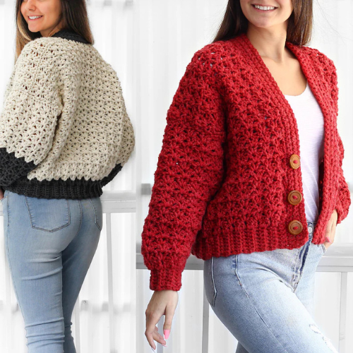 Crochet cardigan-HandcraftedbyU